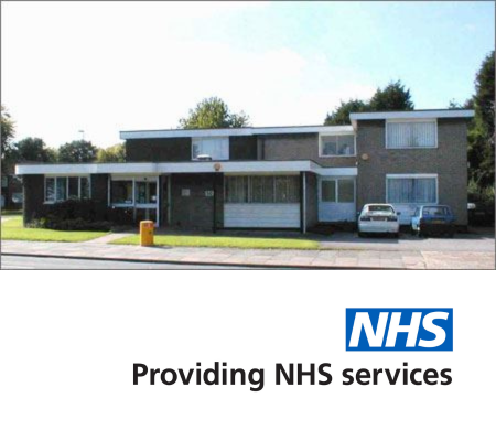 Furnace Green Surgery in the daytime with a logo saying Providing NHS services